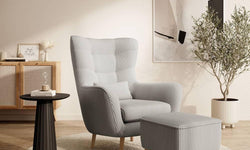 Fauteuil met hocker Verdiro ribstof