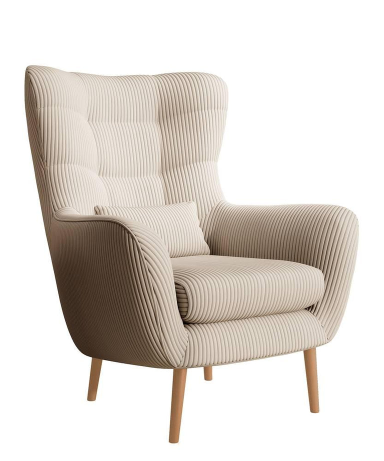 Fauteuil met hocker Verdiro ribstof