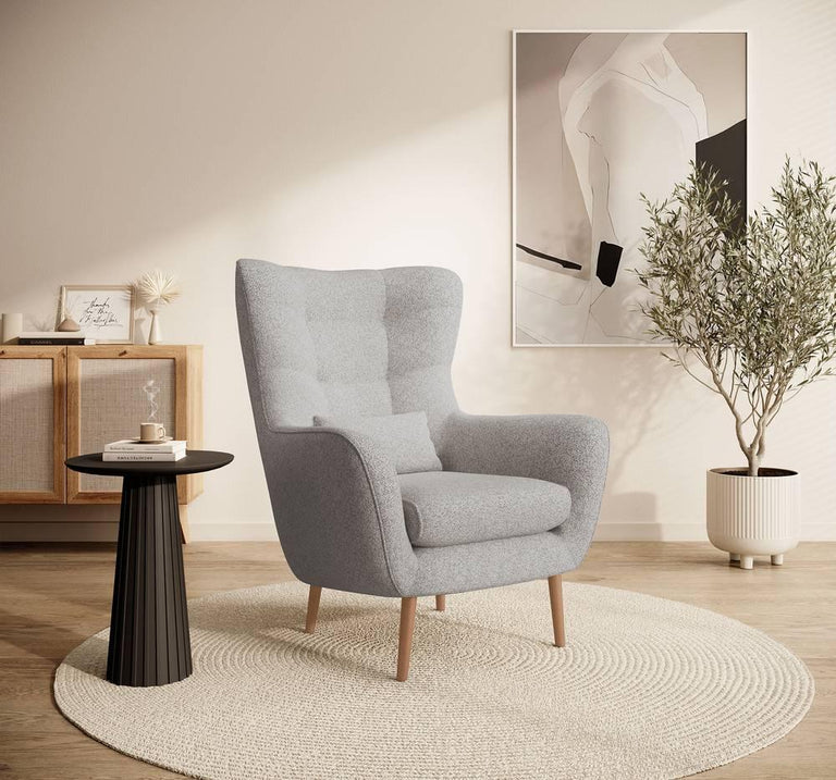 Fauteuil met hocker Verdiro bouclé