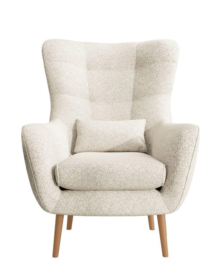 Fauteuil met hocker Verdiro bouclé