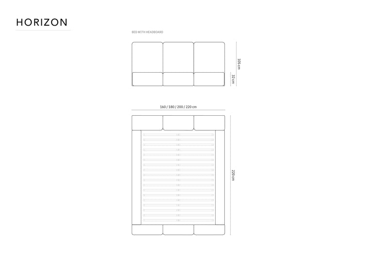 Bedframe Horizon met hoofdbord en opbergruimte chenille 140 x 200 cm