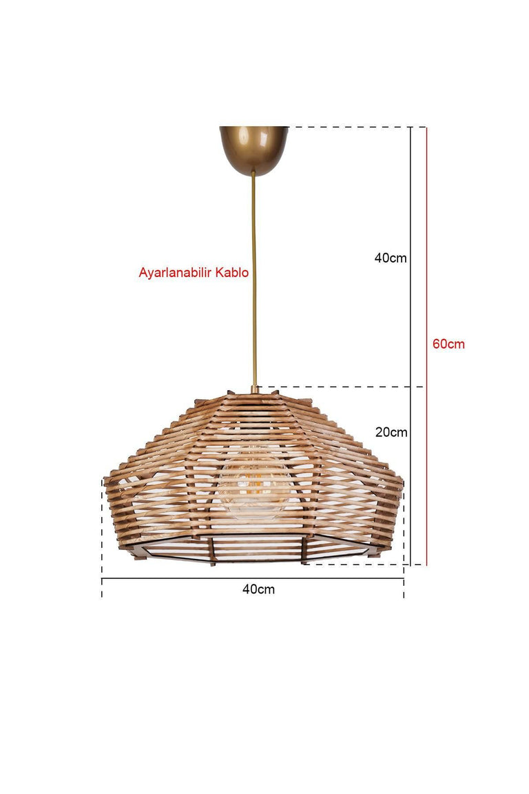 Houten hanglamp woonkamer Jenna