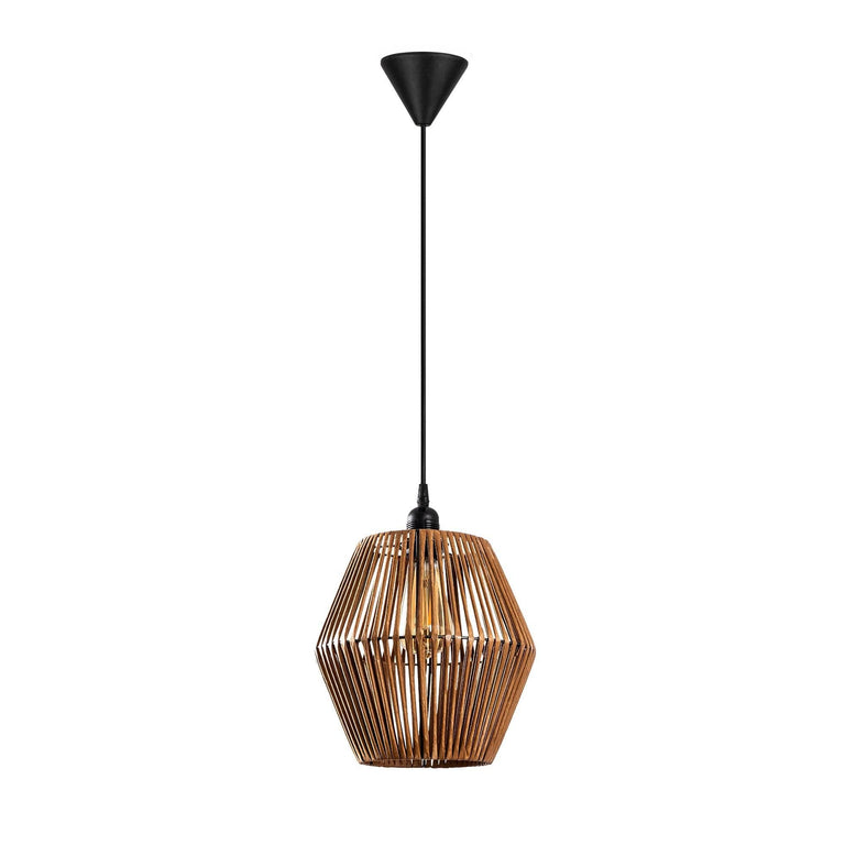 Houten hanglamp woonkamer Gonio