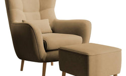 Fauteuil met hocker Verdiro velvet