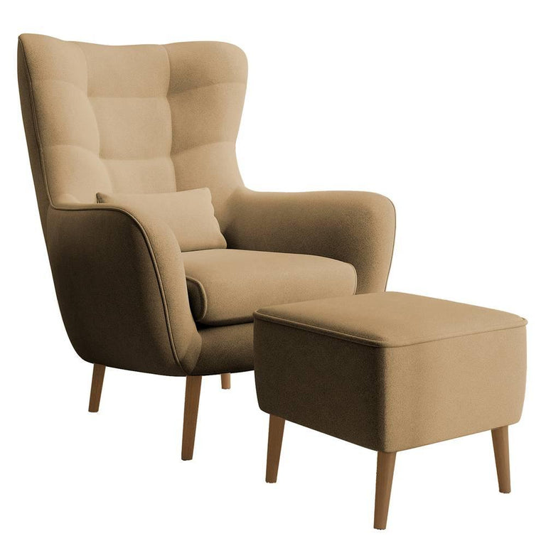 Fauteuil met hocker Verdiro velvet