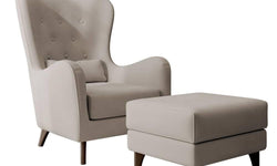 Fauteuil met hocker Casara velvet