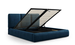 Bedframe Nicolas chenille met opbergruimte en hoofdbord 140 x 200 cm