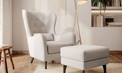 Fauteuil met hocker Casara velvet