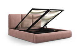 Bedframe Nicolas chenille met opbergruimte en hoofdbord 140 x 200 cm