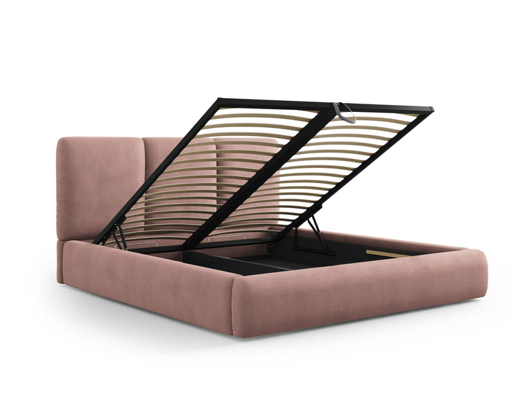 Bedframe Nicolas chenille met opbergruimte en hoofdbord 140 x 200 cm