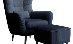 Fauteuil met hocker Verdiro ribstof