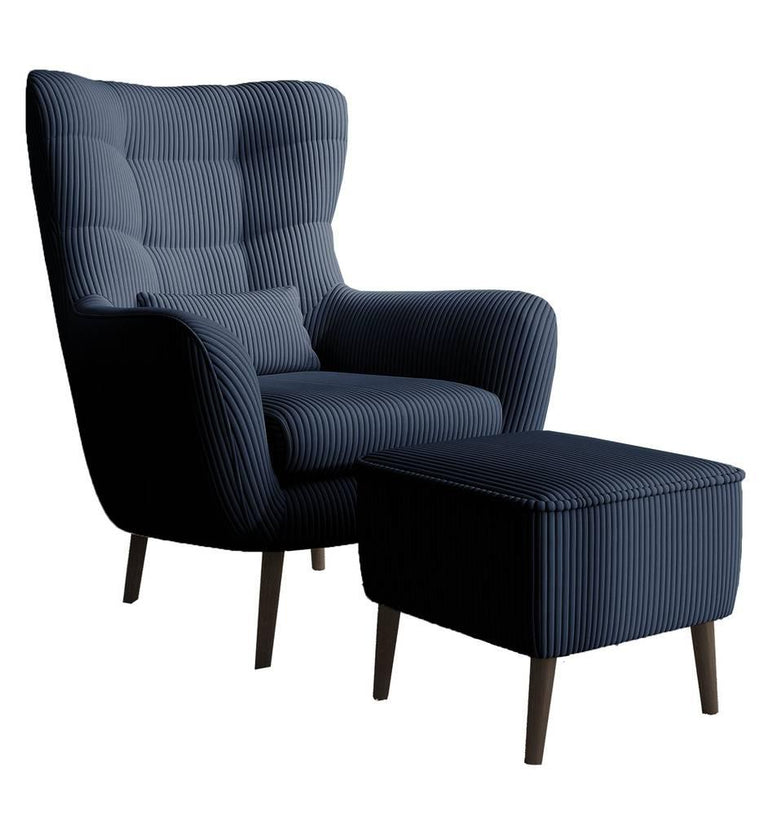 Fauteuil met hocker Verdiro ribstof