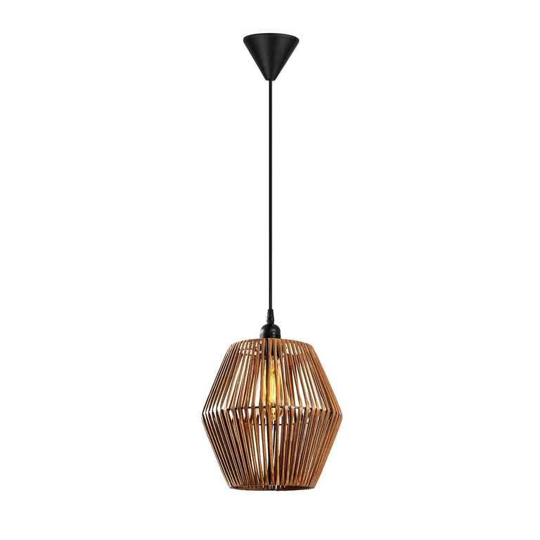 Houten hanglamp woonkamer Gonio