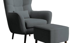 Fauteuil met hocker Verdiro velvet