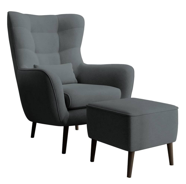 Fauteuil met hocker Verdiro velvet