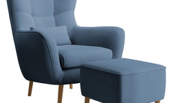 Fauteuil met hocker Verdiro velvet