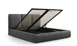 Bedframe Nicolas chenille met opbergruimte en hoofdbord 140 x 200 cm