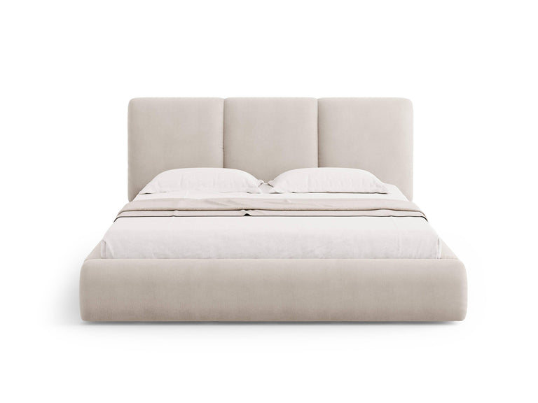 Bedframe Nicolas chenille met opbergruimte en hoofdbord 200 x 200 cm