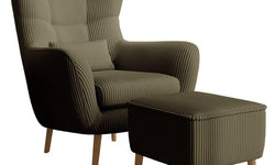 Fauteuil met hocker Verdiro ribstof