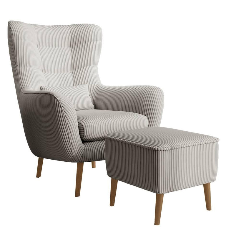 Fauteuil met hocker Verdiro ribstof