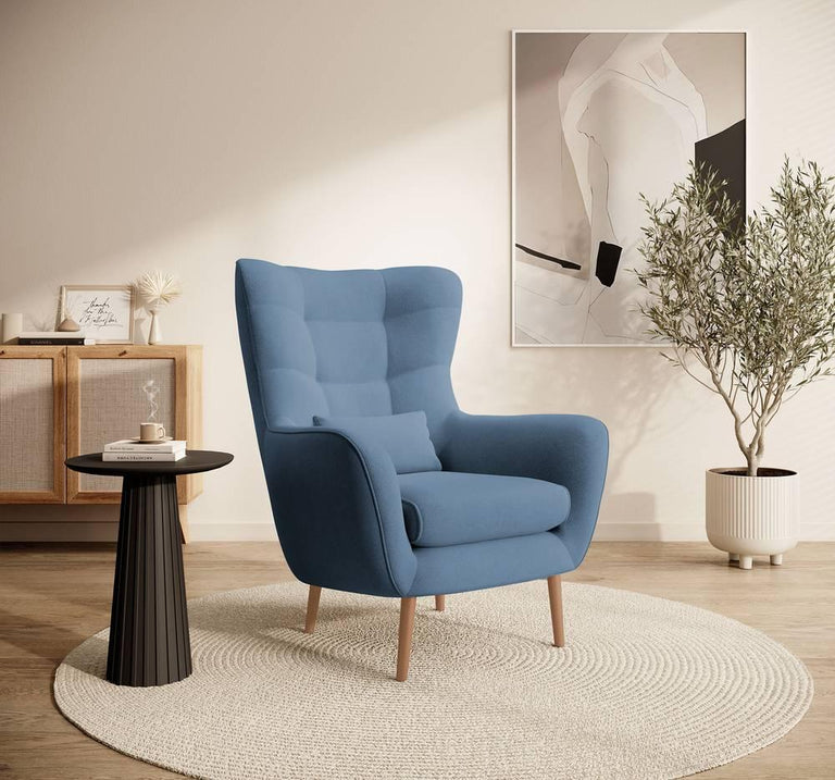 Fauteuil met hocker Verdiro velvet