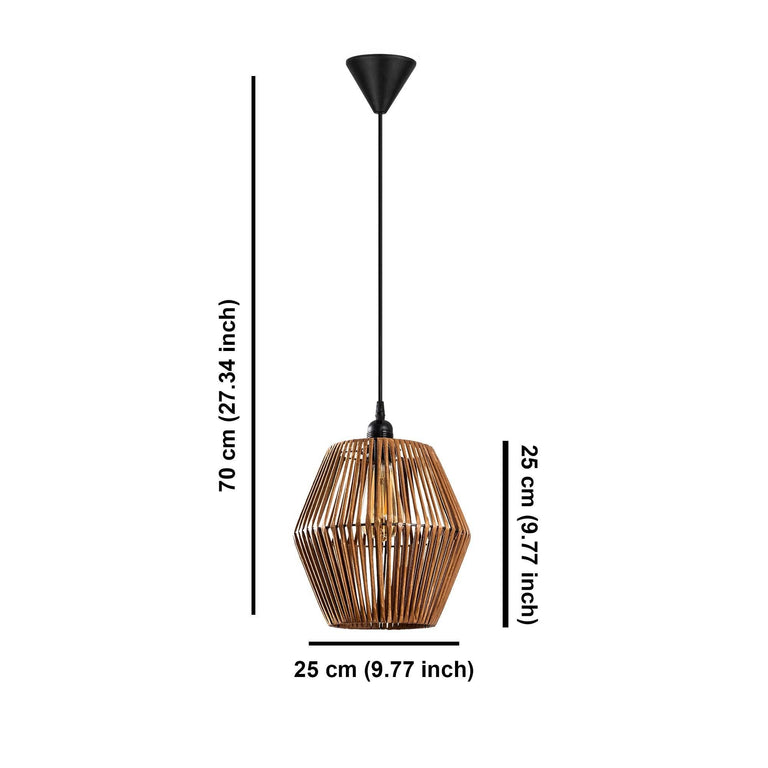 Houten hanglamp woonkamer Gonio