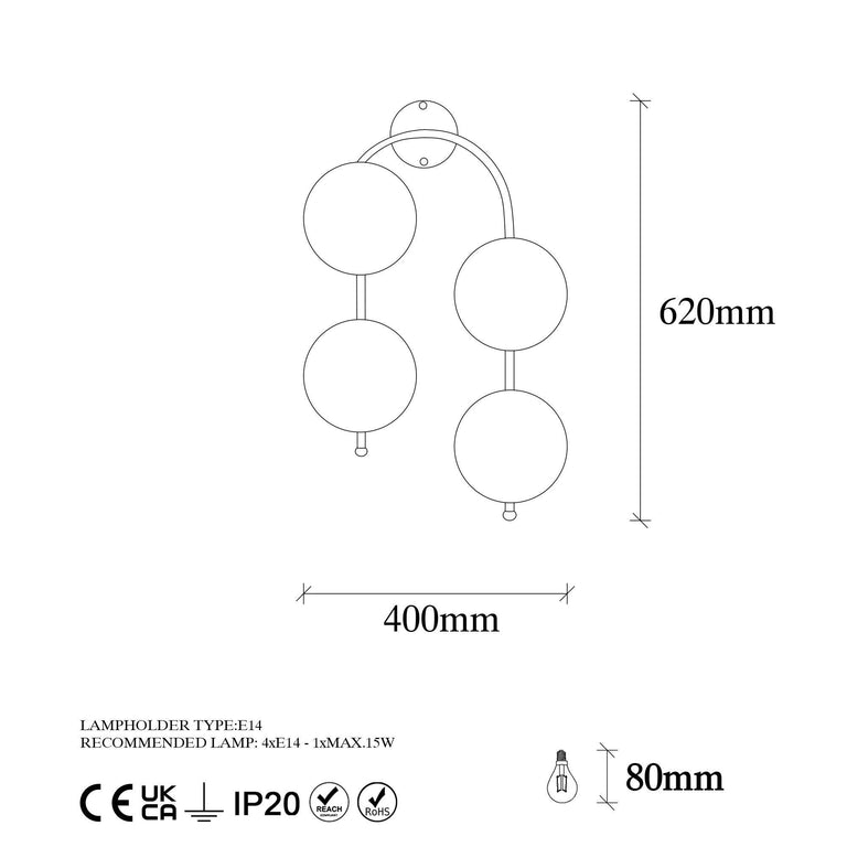 Wandlamp Jewel 4-lichts