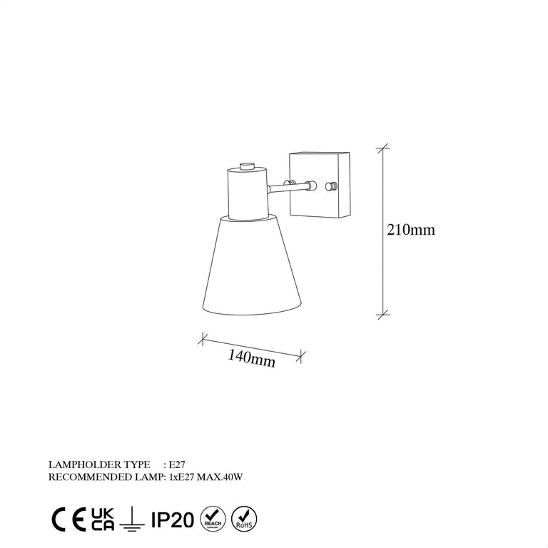 Wandlamp Funnel 1-licht