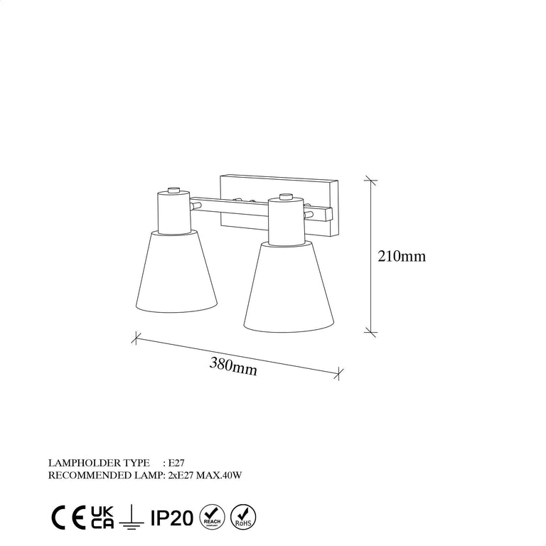 Wandlamp Funnel 2-lichts