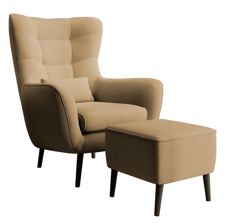 Fauteuil met hocker Verdiro velvet