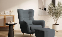 Fauteuil met hocker Verdiro velvet