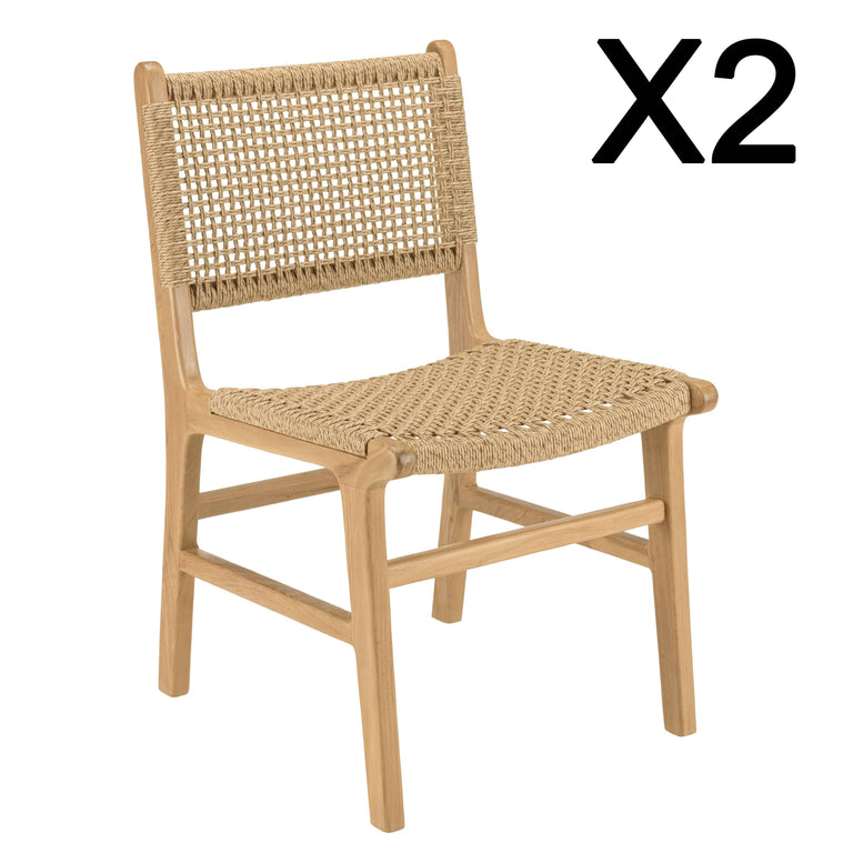 Set van 2 tuinstoelen Valeria - Teak & Rotan