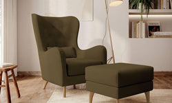 Fauteuil met hocker Casara velvet