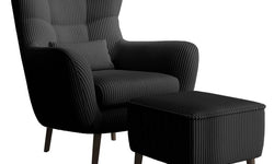 Fauteuil met hocker Verdiro ribstof