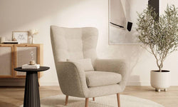 Fauteuil met hocker Verdiro bouclé