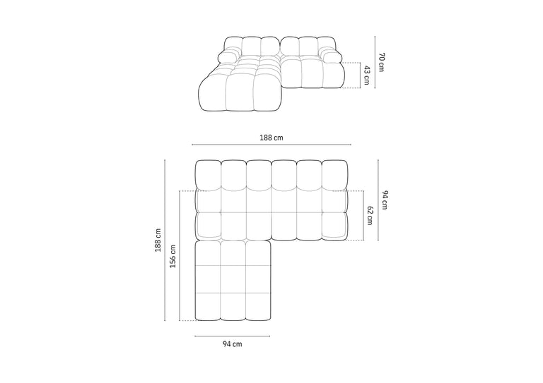 Modulaire 2.5-zitsbank Tropea velvet