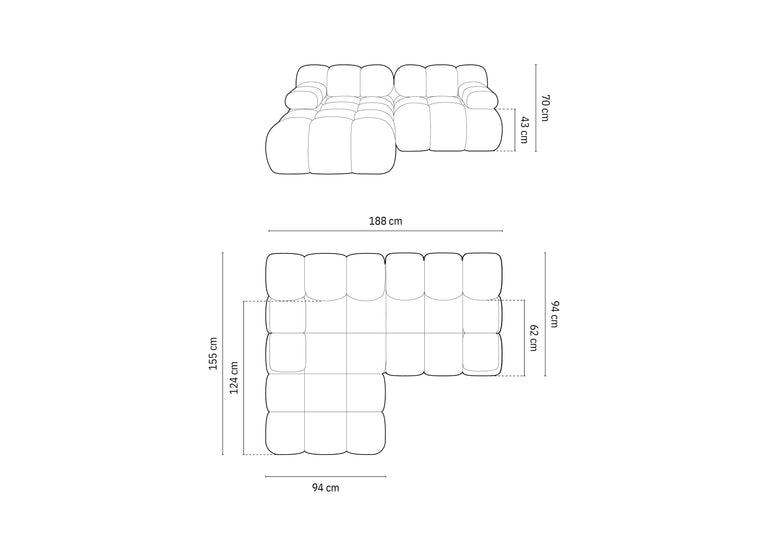 Modulaire-3-zitshoekbank Tropea links velvet