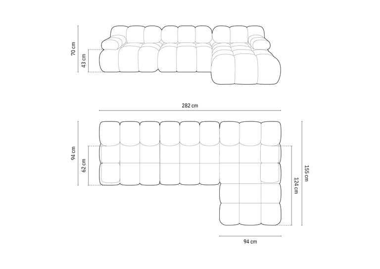 Modulaire-4-zitshoekbank Tropea rechts velvet