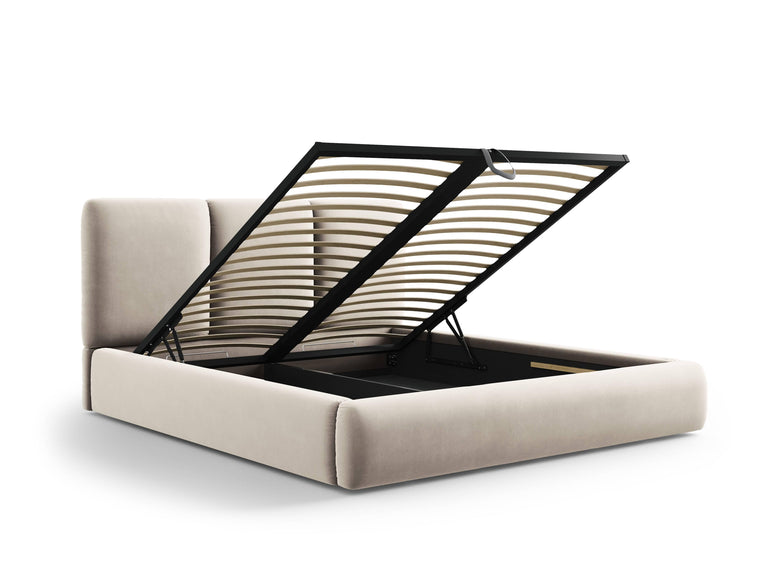 Bedframe Nicolas velvet met opbergruimte en hoofdbord 140 x 200 cm