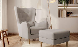 Fauteuil met hocker Casara velvet