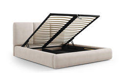 Bedframe Nicolas chenille met opbergruimte en hoofdbord 140 x 200 cm