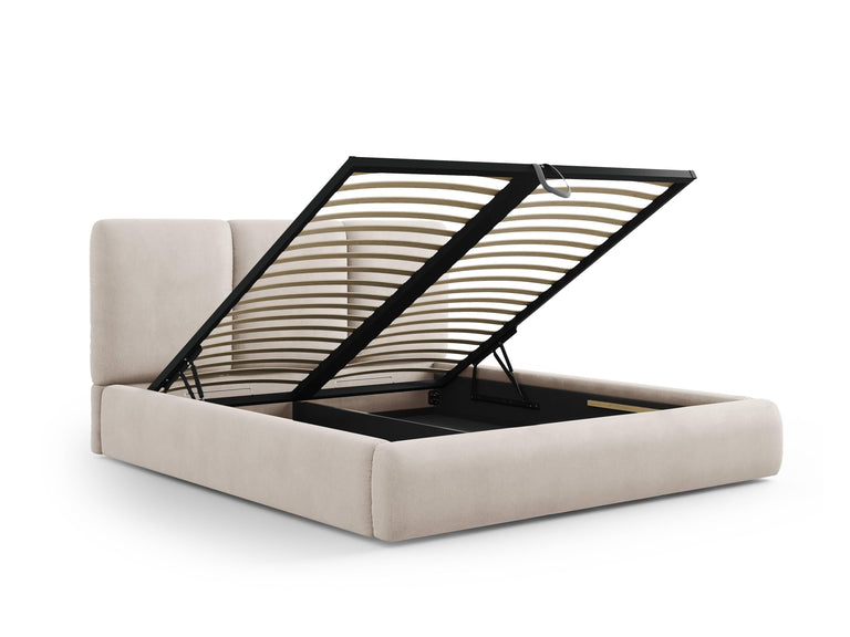 Bedframe Nicolas chenille met opbergruimte en hoofdbord 160 x 200 cm