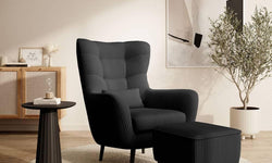 Fauteuil met hocker Verdiro ribstof