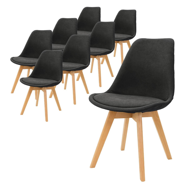 Set van 8 eetkamerstoelen Alison linnen