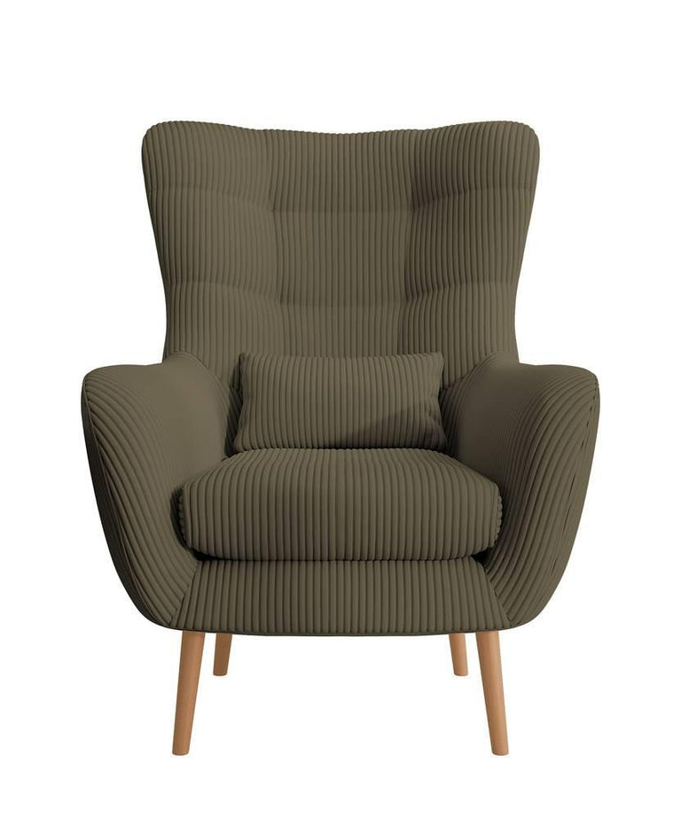 Fauteuil met hocker Verdiro ribstof