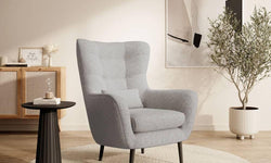 Fauteuil met hocker Verdiro bouclé