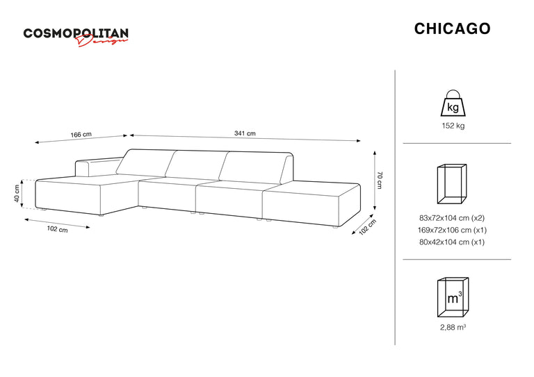 Hoekbank Chicago links velvet