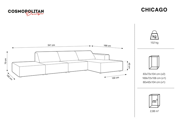 Hoekbank Chicago rechts velvet