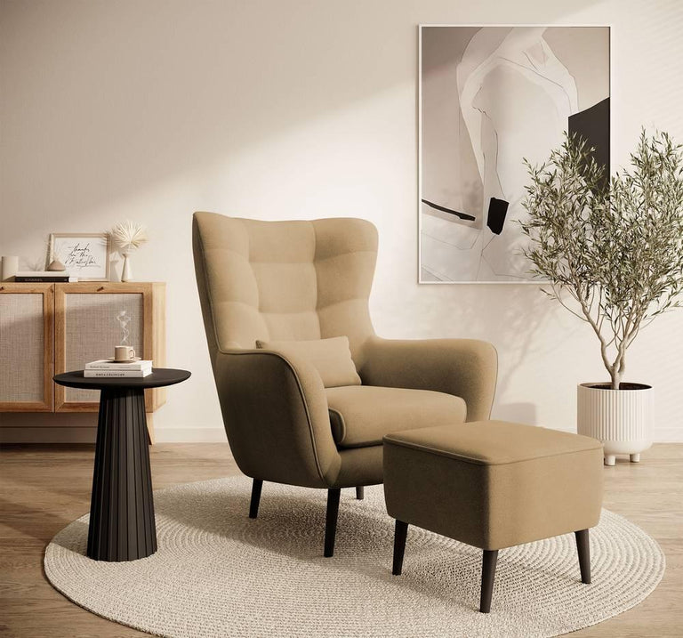 Fauteuil met hocker Verdiro velvet