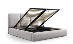 Bedframe Nicolas chenille met opbergruimte en hoofdbord 140 x 200 cm